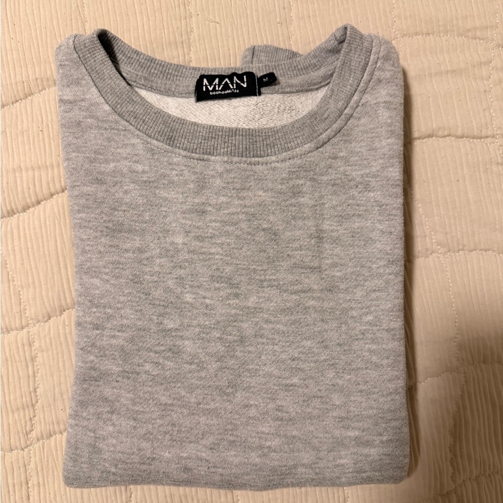 80. BoohooMAN Gray Crewneck Sweater for Men